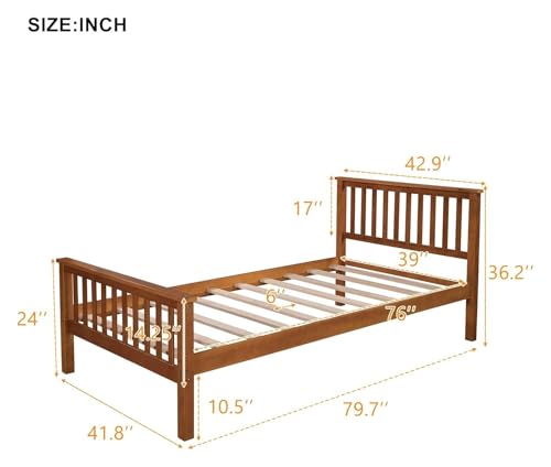 Twin Bed Frame Platform Twin Bed No Box Spring Required with Headboard and Footboard,bed frame