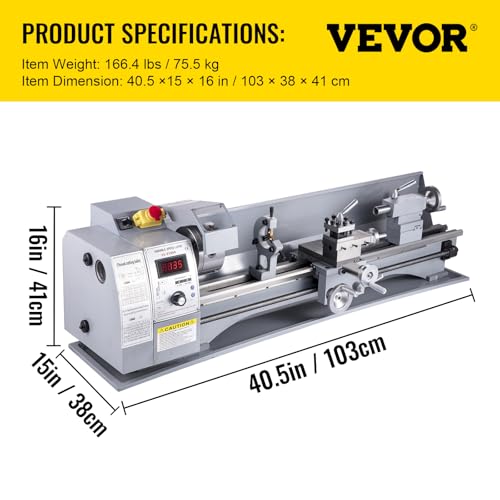 VEVOR Metal Lathe, 8.26"x28.3" Lathe Machine, 2500 RPM Variable Speed Change 750W Brushless Motor Precision Lathe Milling Machine for Various Metal Turning Working