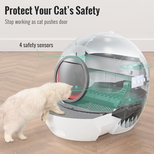 Self Cleaning Litter Box, Upgraded Automatic Cat Litter Box Self Cleaning for Multi Cats, 60L Smart Litter Box with Mat Safety Protection/Odor Removal 1-Year Machine KungFuPet W-arranty