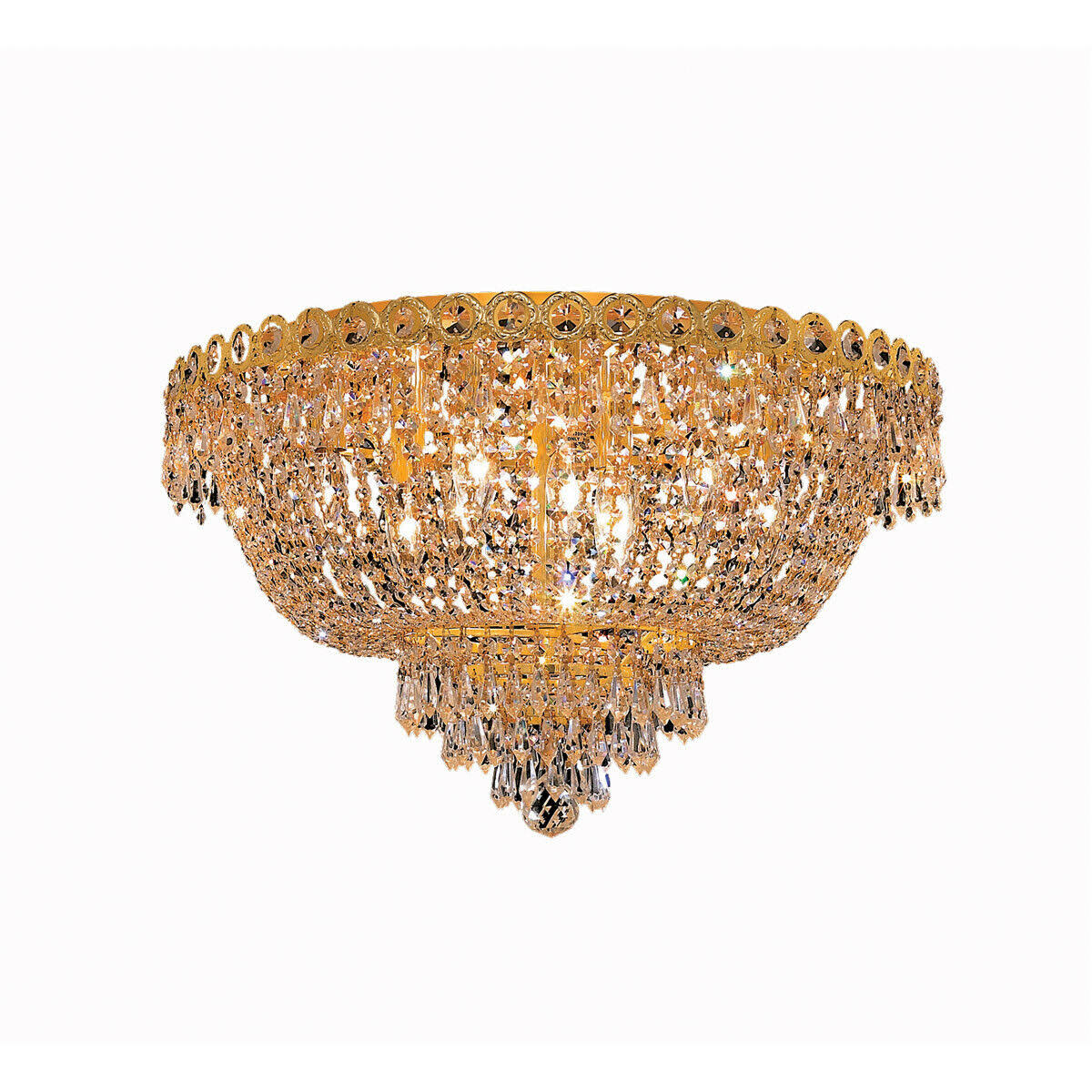 Elegant Lighting V1900F20G/RC Century 9 Light Gold Flush Mount Clear Royal Cut Crystal