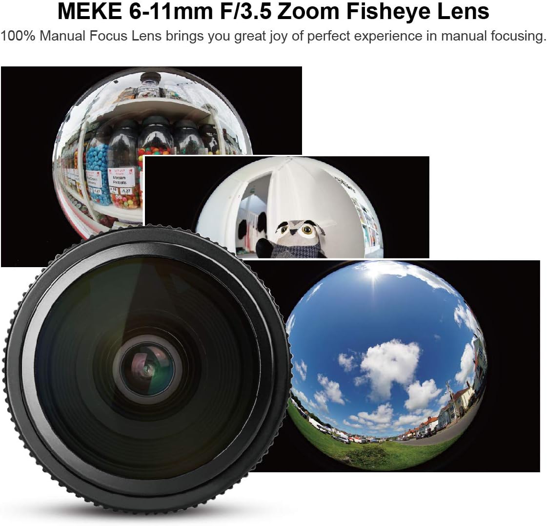 MEKE 6-11mm F/3.5 Wide Angle APS-C Manual Focus Zoom Lens Compatible with EF Mount DSLR Cameras
