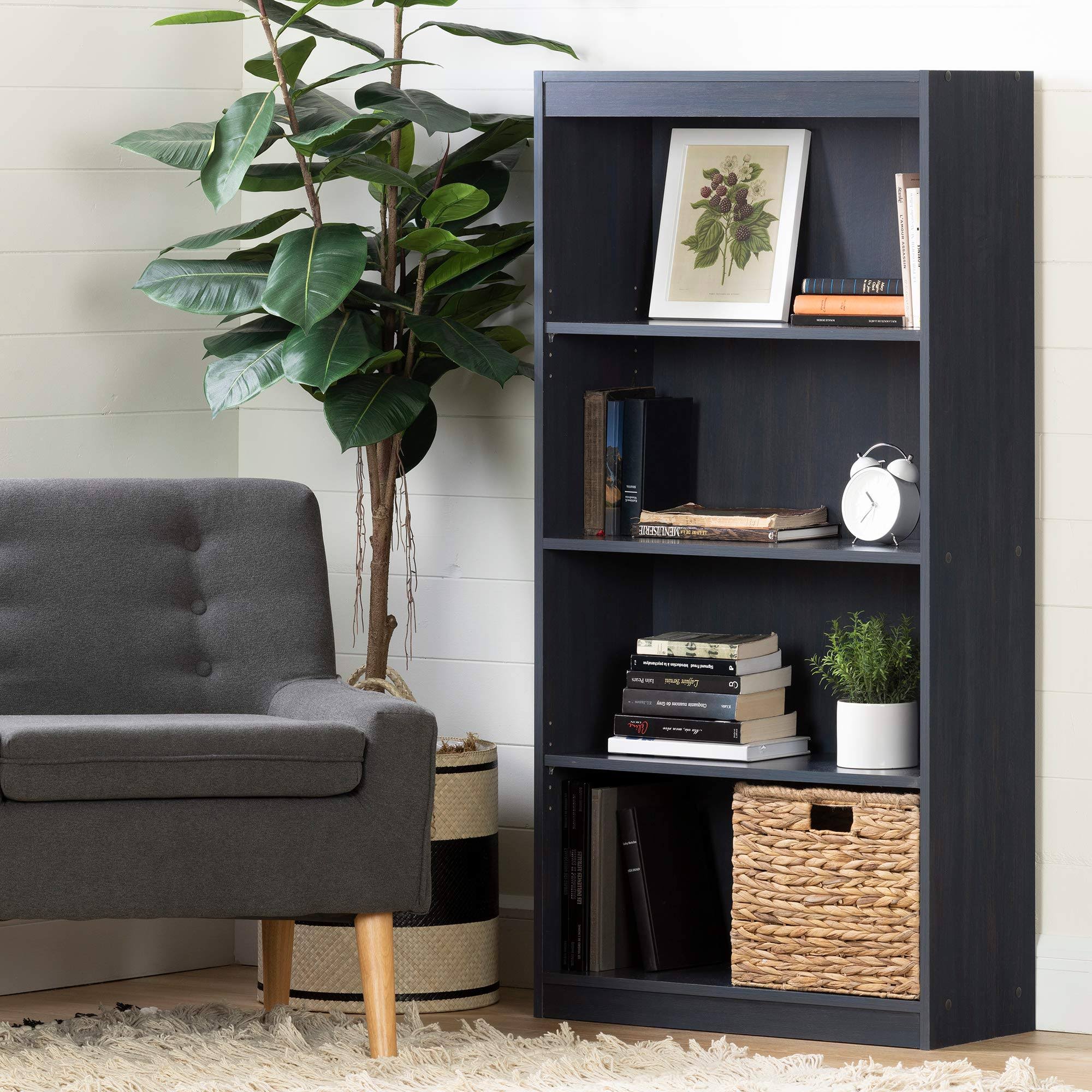 South Shore Axess 4-Shelf Bookcase, Blueberry
