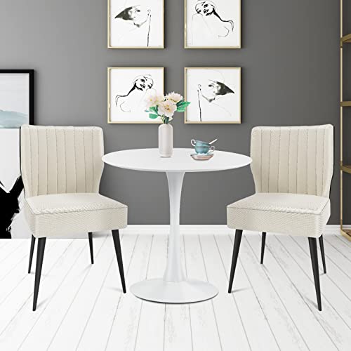31.5 inch Round Dining Table, Mid Century Modern Small Tulip Table with Metal Pedestal Base for Living Room Kitchen Dining Room (Black)