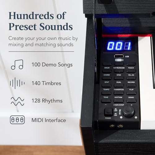 Best Choice Products 88-Key Weighted Full Size Digital Piano, Modern Desk Keyboard w/Metal Legs, 3 Sustain Pedal, MIDI, Headphone Jack - Natural