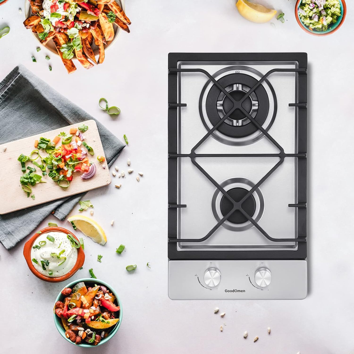 Gas Cooktop 36 inch with 5 Sealed Burners in Stainless Steel, Built-in Stovetop with Thermocouple Protection, Gas Stove Top with Cast Iron Grates, Gas Hob with LPG/NG Convertible and Easy to Clean