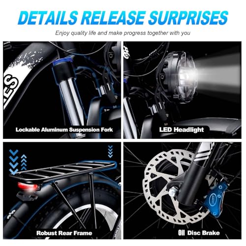 2000W Electric Bike Adults with 48V 20AH Battery, 26x4.0 Fat Tire Mountain E Bike, 31-35MPH All Terrain Electric Bicycle Dual Motor Electric Bike for Adults 21-Speed Dual Hydraulic Disc Brake