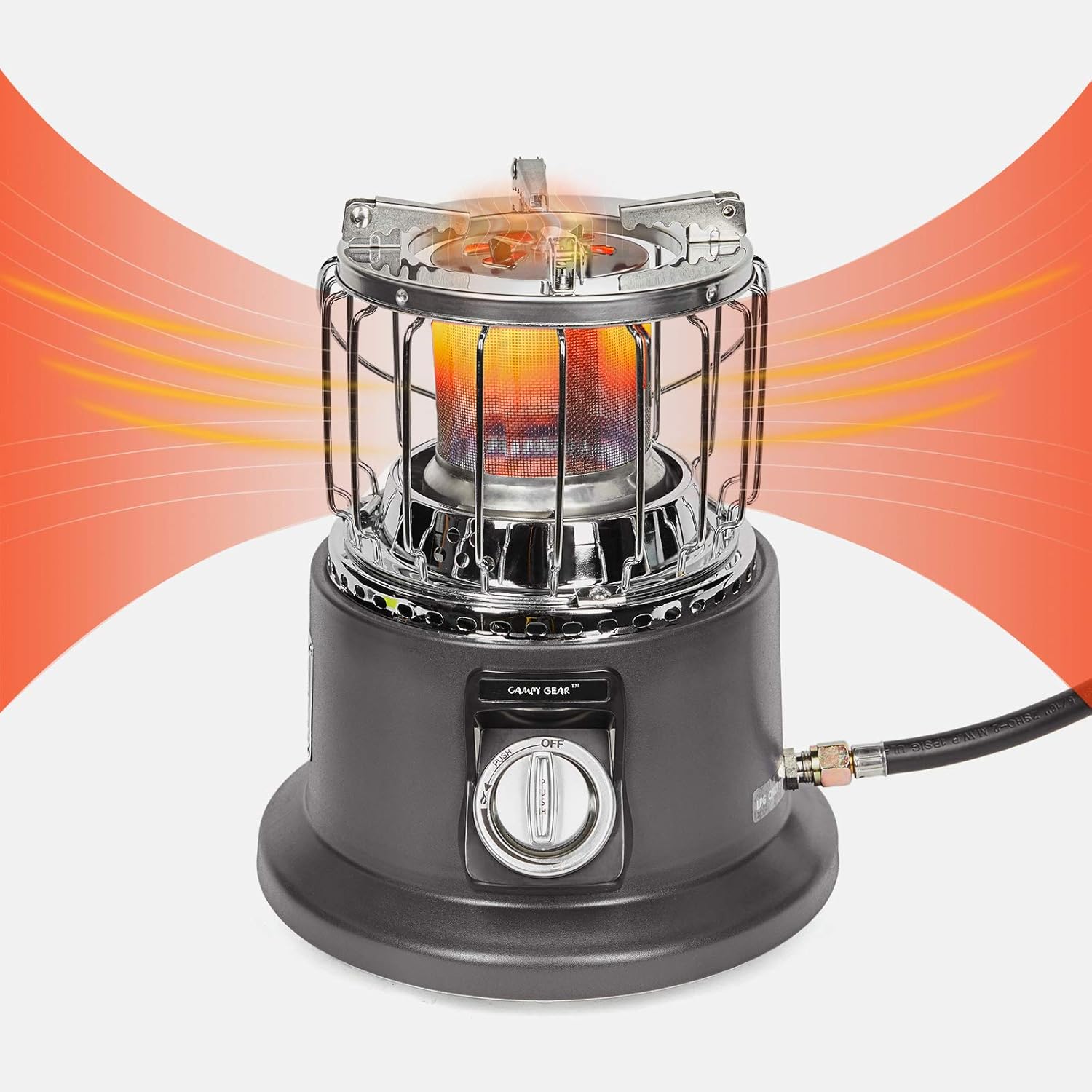 Campy Gear Hunky 18,000 BTU 2 in 1 Portable Propane Heater & Stove with Hose and Pot, Outdoor Camping Gas Stove Camp Tent Heater for Ice Fishing Backpacking Hiking Hunting Survival Emergency (Orange)
