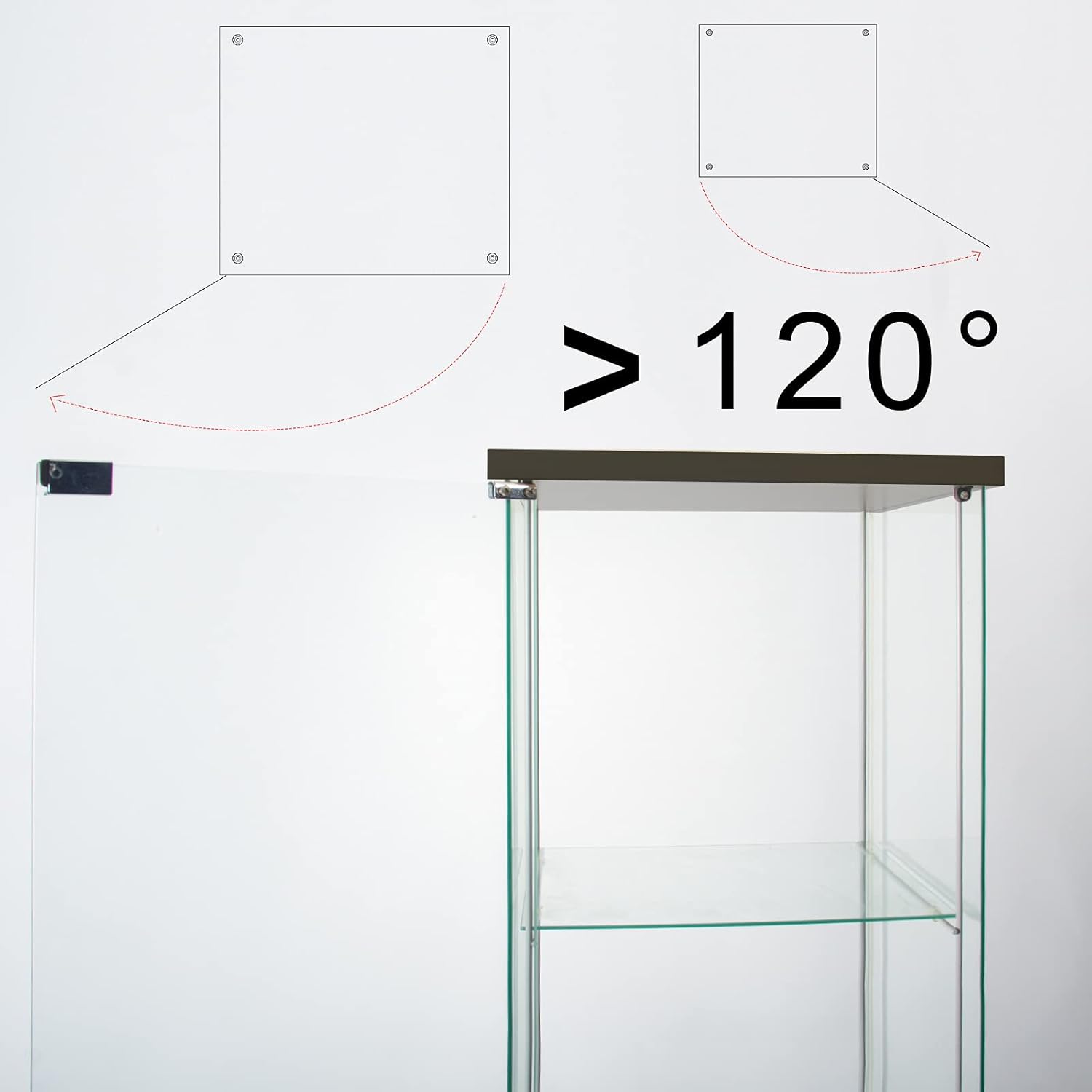 64&rdquo; H Contemporary 4-Shelf Glass Display Cabinet in Clear with Door, Curio Cabinet Collection Display Case, Floor Standing Bookshelf Corner Cabinet for Living Room Bedroom Home Office (Black)