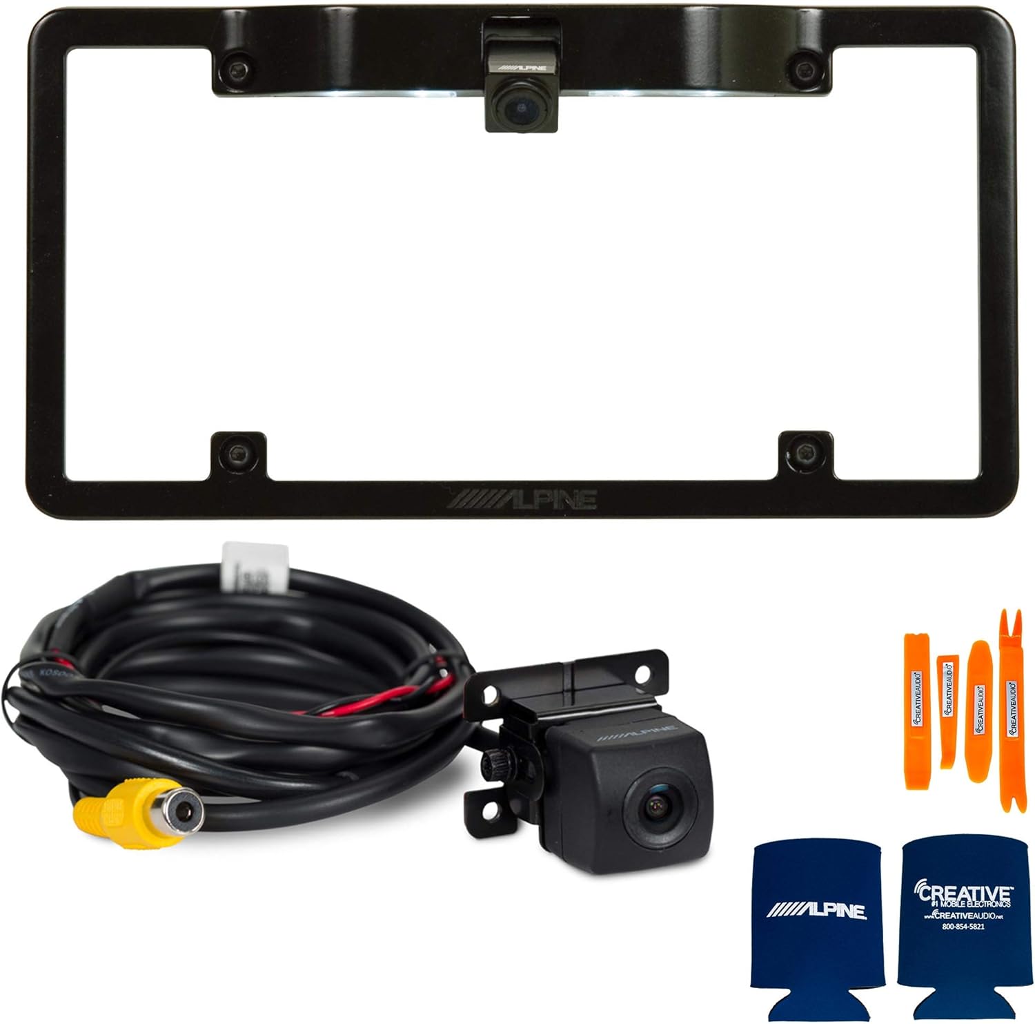 Alpine KTX-C10LP License Plate Frame with Alpine HCE-C114 Back Up Camera
