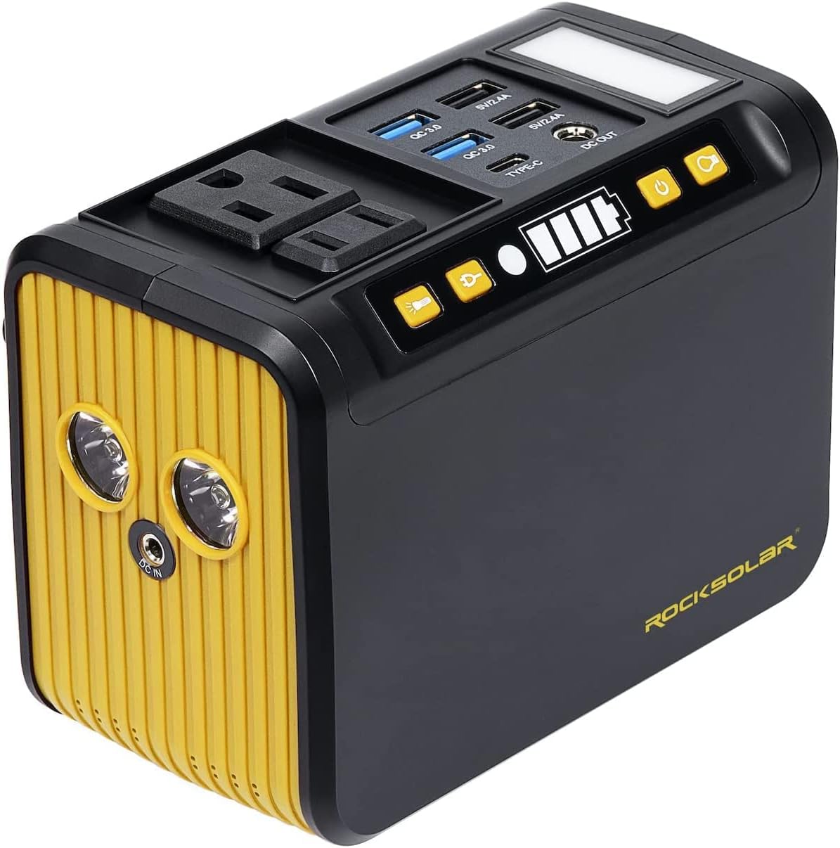 ROCKSOLAR 80W Power Bank Charger and 30W Solar Panel - Portable Small Energy Storage Power Generator Kit and 12V Foldable Solar Panel with AC/12V DC/USB Outlet for Backup Power, Camping, Emergency