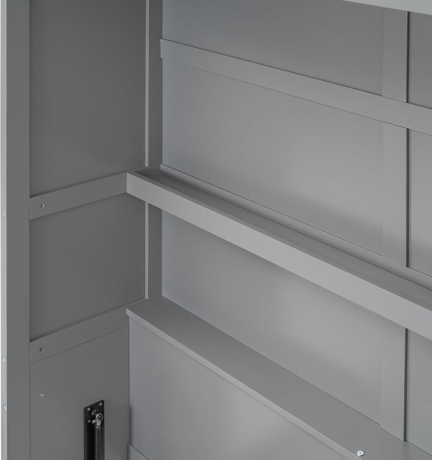 Queen Size Murphy Bed with Shelves, Easy Fold Wood Wall Bed, Space-Saving Murphy Bed Cabinet Queen for Guest Room Home Office,Grey