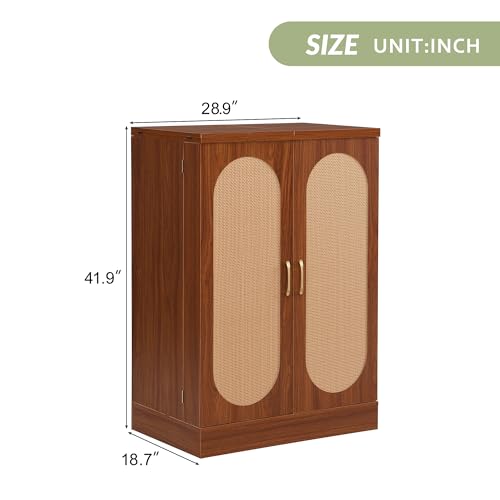 LUMISOL Bar Wine Cabinet with Storage, 42.5" Home Bar Cabinet, Carved Wine Sideboard with Wine Bottle Holders, Accent Storage Cabinet for Home Bar Living Room Dining Room, Natural