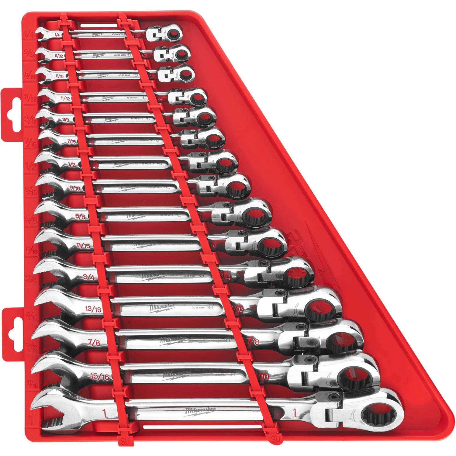 Milwaukee 48-22-9413 Flex Head Ratcheting SAE Combination Wrench Set