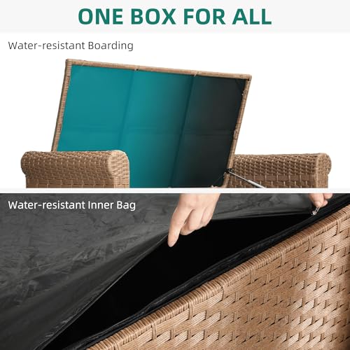 YITAHOME 230 Gal Outdoor Storage Box, XXL All-Weather Wicker Deck Box for Patio Furniture, Cushions, Pool Accessories and Garden Tools - Black