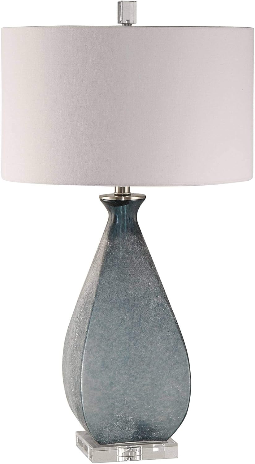 Uttermost Atlantica Acid Etched Ocean Blue Glass Table Lamp
