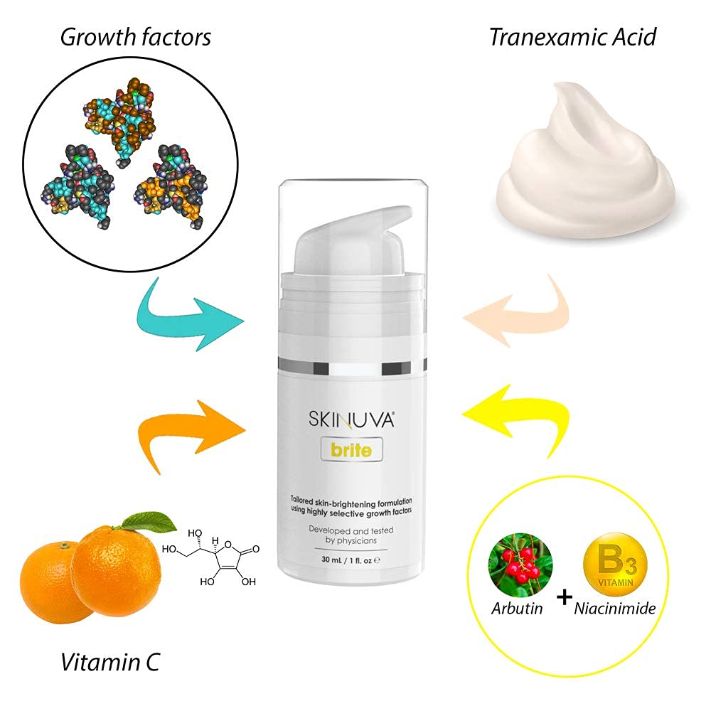 Skinuva® Next Generation Scar+ SPF 30 Cream (0.5oz) Brite Dark Spot Treatment (1oz)| Advanced Scar Removal + Skin Brightening Cream | Formulated with Highly Selective Growth Factors