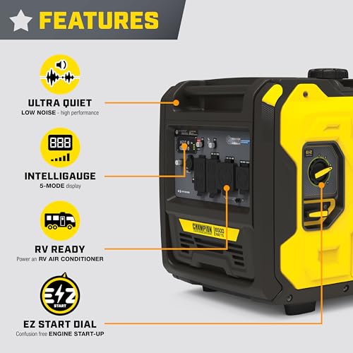 Champion Power Equipment 6500-Watt RV Ready Portable Inverter Generator with Quiet Technology and CO Shield