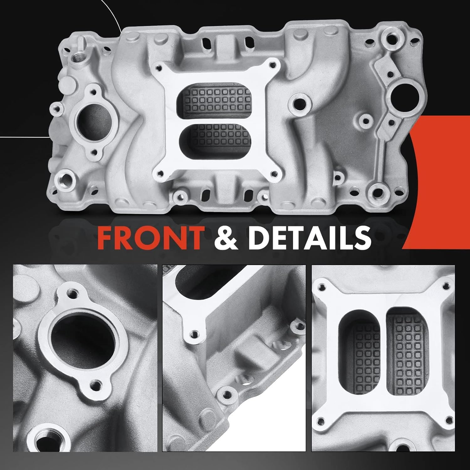 A-Premium Engine Aluminum Dual Plane High-Rise Intake Manifold Compatible with Chevy SBC, V8 305 327 350 400, 1957-1986, Buick, Cadillac, Chevrolet, GMC, Oldsmobile & Pontiac Vehicles