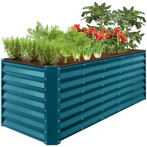 Best Choice Products 8x4x2ft Outdoor Metal Raised Garden Bed, Deep Root Planter Box for Vegetables, Flowers, Herbs, and Succulents w/ 478 Gallon Capacity - Gray