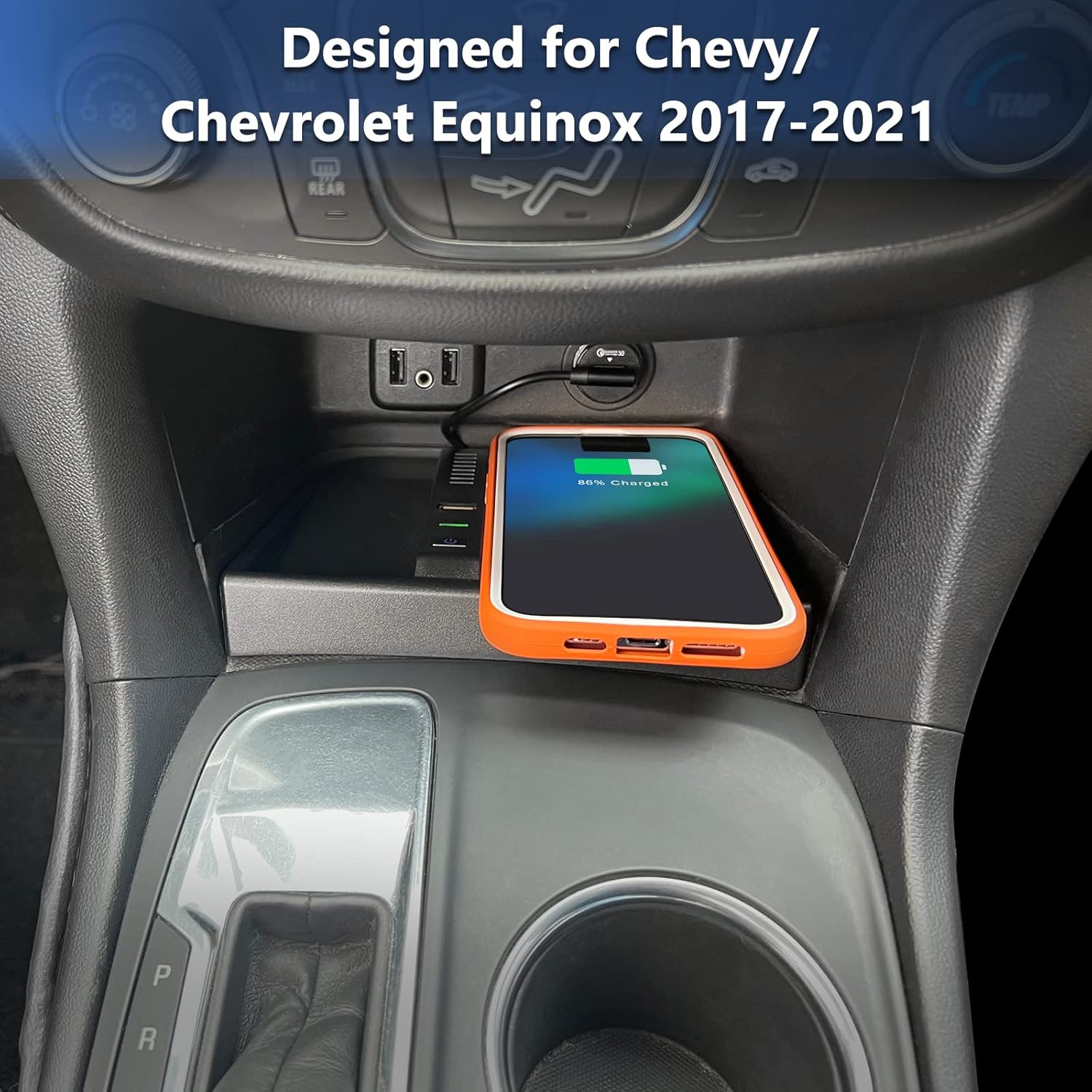 CarQiWireless Wireless Charger for Chevy Equinox Accessories 2018 2019 2020 2021 2022 Wireless Charging Center Console Organizer for Chevy Chevrolet Equinox L/LS/LT/Premier Accessories