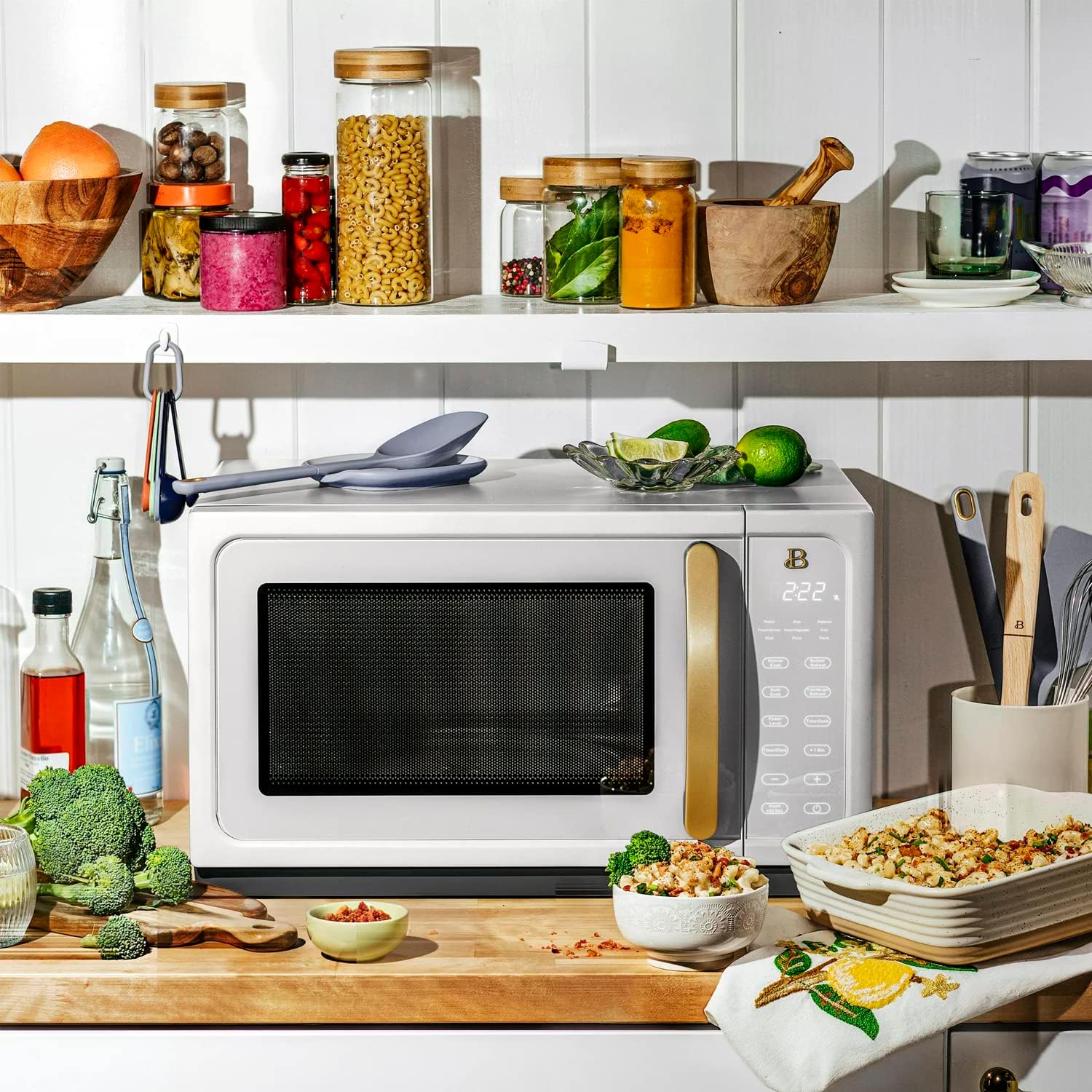 Beautiful 1.1 Cu ft 1000 Watt, Sensor Microwave Oven, White Icing by Drew Barrymore
