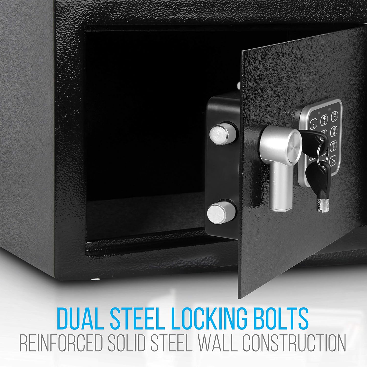 Home Security Electronic Lock Box - Safe with Mechanical Override, Digital Combination Lock Safe, LED Low Battery Indicator, Includes Mounting Bolts, Keys & (4) x ‘AA’ Batteries - SereneLife SLSFE15