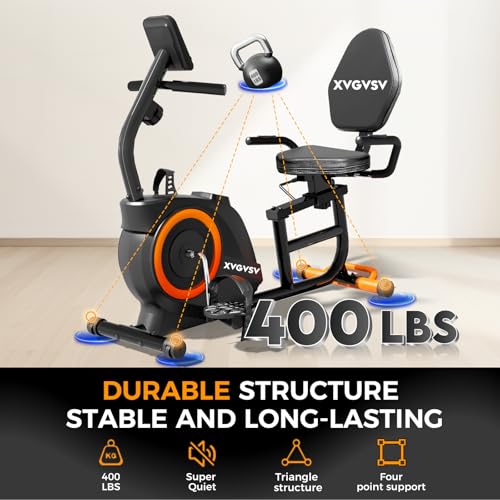 Recumbent Exercise Bike, Recumbent Stationary Bike for Home, Recumbent Bike with 400LB Weight Capacity Whisper-Quiet 16 Levels Magnetic Resistance Heart Rate Handle and Multi-Function LCD Comfortable Seat