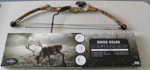 SAS Siege 55 lb Compound Bow w/ 5-Spot Paper Target - Camo
