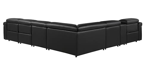 Riccardo 6-Piece Italian Leather Sectional Sofa with 3 Power Reclining Couch Seats, USB & Wireless Chargers, Headrests, Lumbar Support, Cup Holder, and Console Storage, White