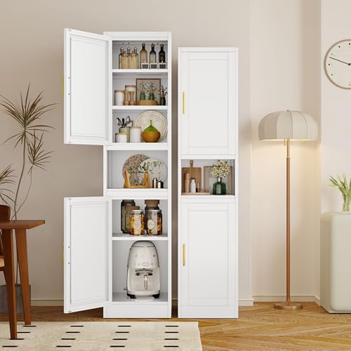 Tall Bathroom Storage Cabinet, 71" H Slim Corner Floor Cabinet with 2 Doors and 3 Adjustable Shelves, Small Space Narrow Bathroom Organizer for Bathroom Living Room Home Office