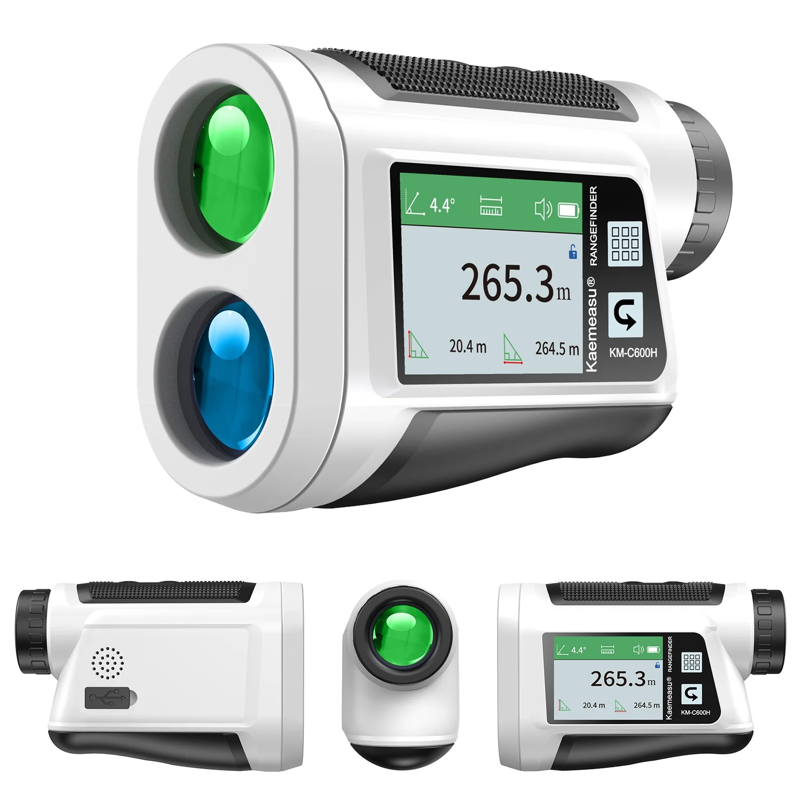 Rangefinder with LCD Touch Screen 6X Magnification 600M / 800M USB Rechargeable Finder Distance Meter with Speaker Slope Function Flag Locking Vibration
