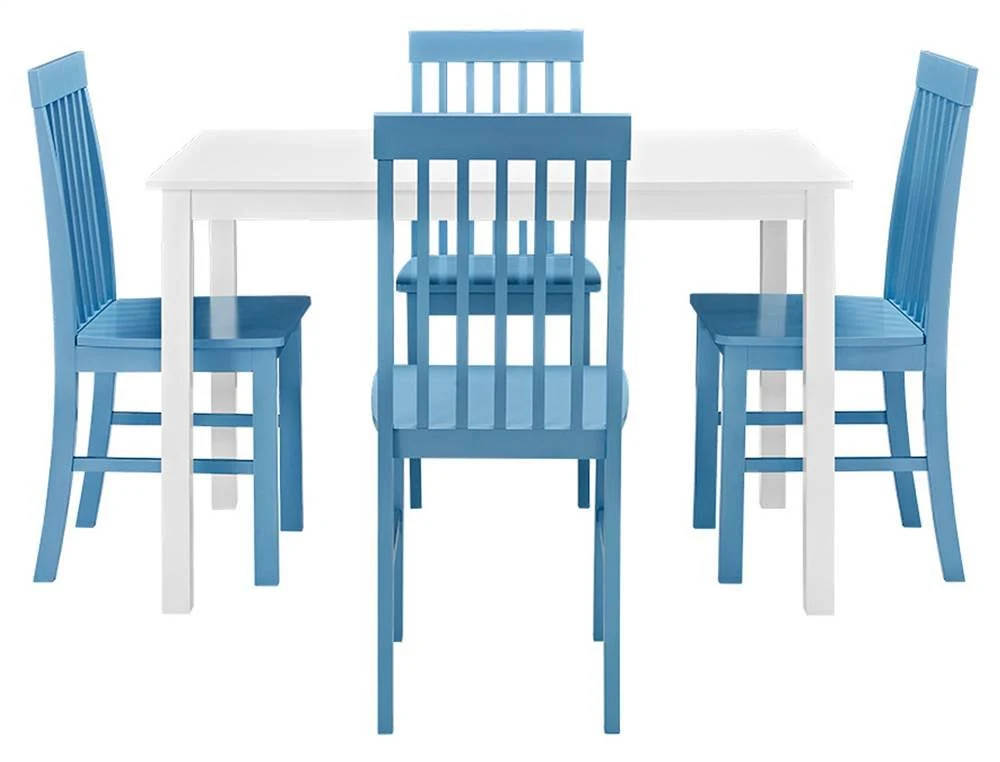 Walker Edison 5-Piece Greyson Dining Set-White/Powder Blue