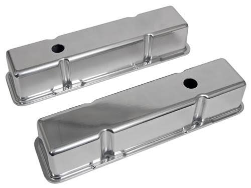 SBC 350, 400, 305 Summit Racing Die-Cast Aluminum Valve Covers - Polished, Tall, Cast Aluminum, Small Block Chevy | Summit Racin