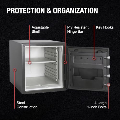 SentrySafe Fireproof and Waterproof Steel Home Safe with Dial Combination Lock & Sentry Safe Safe Box, Fireproof Waterproof, File Folder and Document Safe, Ex. 14.3 x 15.5 x 13.5, Black