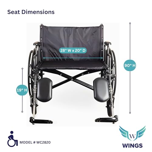 Medacure Ultra Wide Bariatric Wheelchair - Heavy-Duty Frame and Enhanced Comfort Features, 700 Lbs Weight Capacity, Seat Dimensions - 26"" W x 20"" D - WC2620, Black