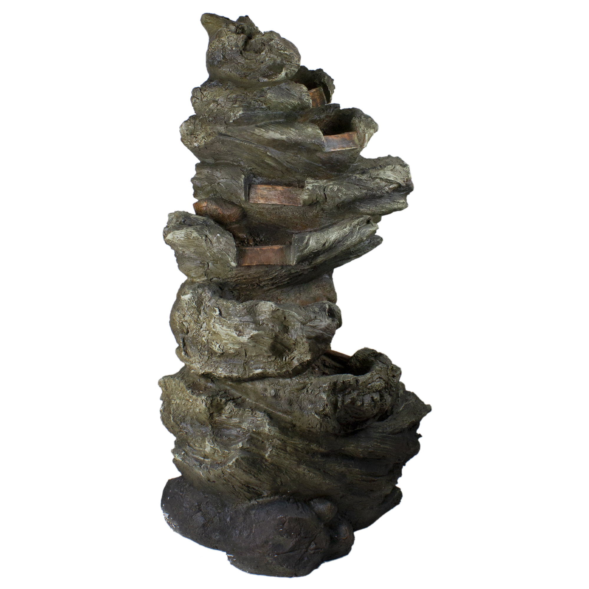 Northlight 42" Gray Lighted Rock Outdoor Garden Water Fountain