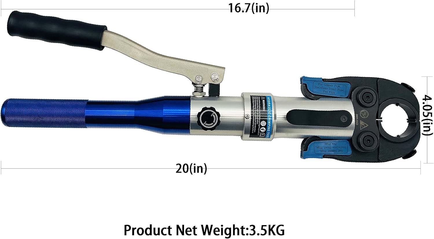 IBOSAD Copper Tube Fittings Hydraulic Pipe Crimping Tool with 1/2 inch,3/4 inch and 1 inch Jaw Copper Pipe Propress Crimpers Pressing Pliers,Suit for Narrow Space and Tee Fitting，Hydraulic drive