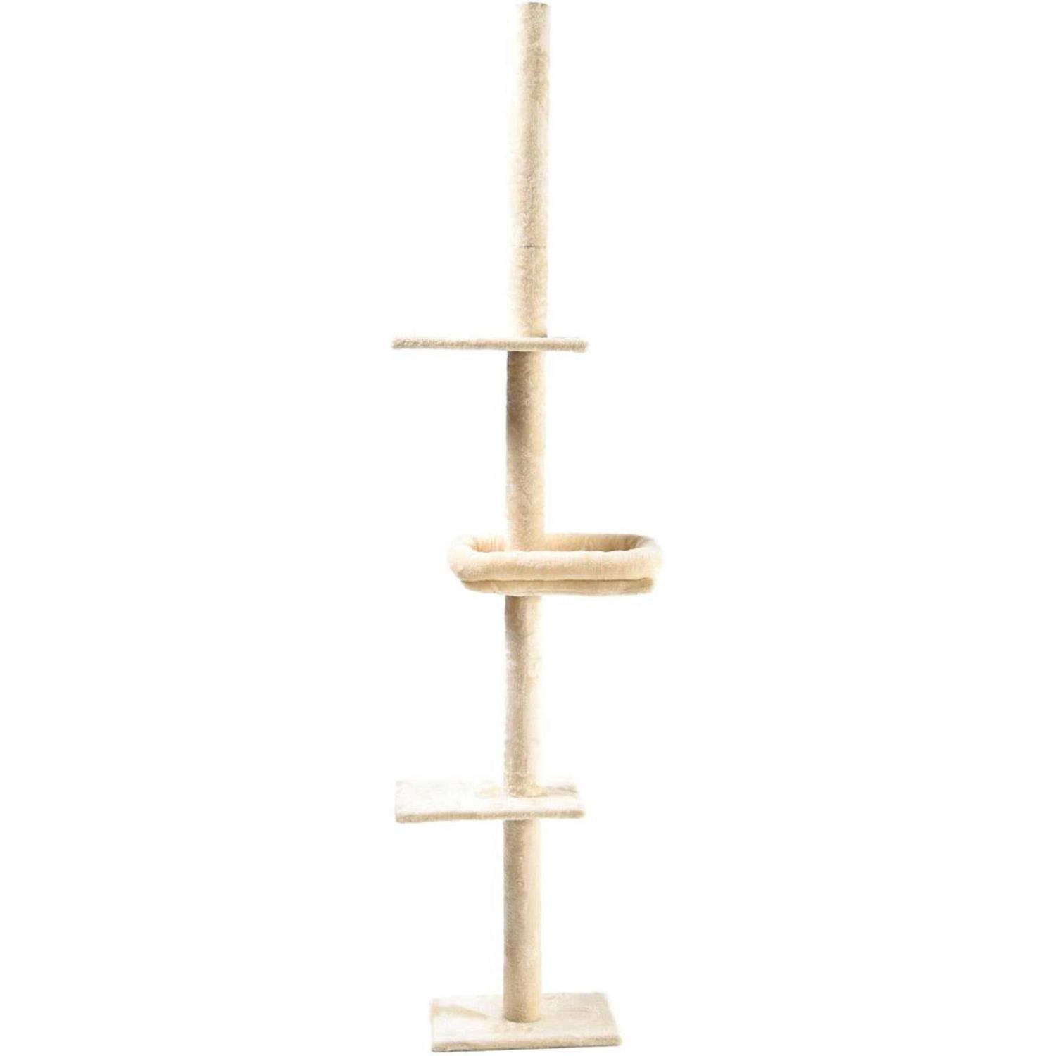 Cat Craft 4-Level carpeted Adjustable Floor to Ceiling climbing &amp; perch Cat Tree with bolstered Cat Bed - Pet Supplies online store