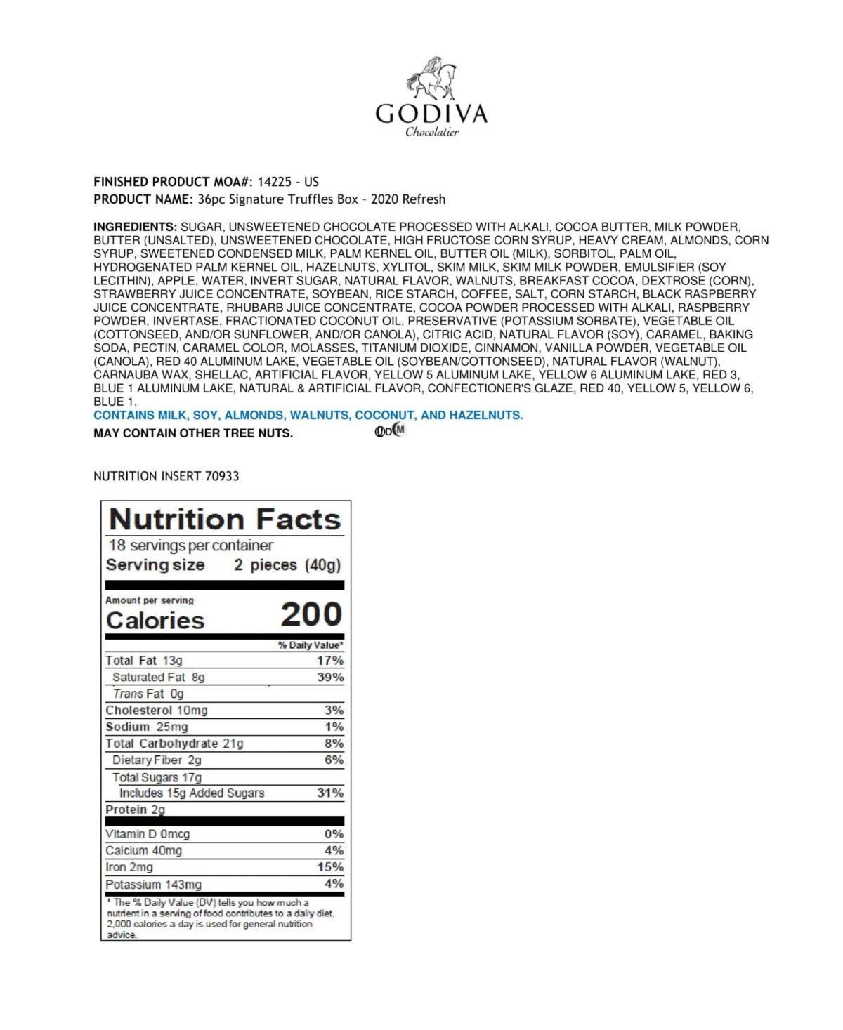 Godiva Assorted Signature Chocolate Truffles Gift Box, 36 Pieces