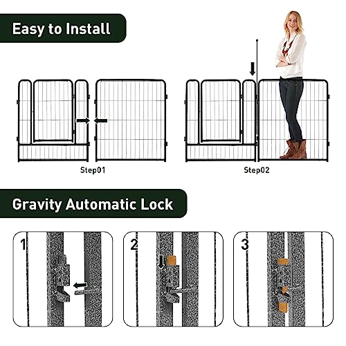mestyl Dog Playpen, 32" Height 16 Panels Outdoor Pet Play Pen, Big Dog Exercise Play Pen for Large/Medium/Small Dogs, Foldable Puppy Pen for Indoor, Camping, RV, Anti-Rust Paint Finish, Quick Install