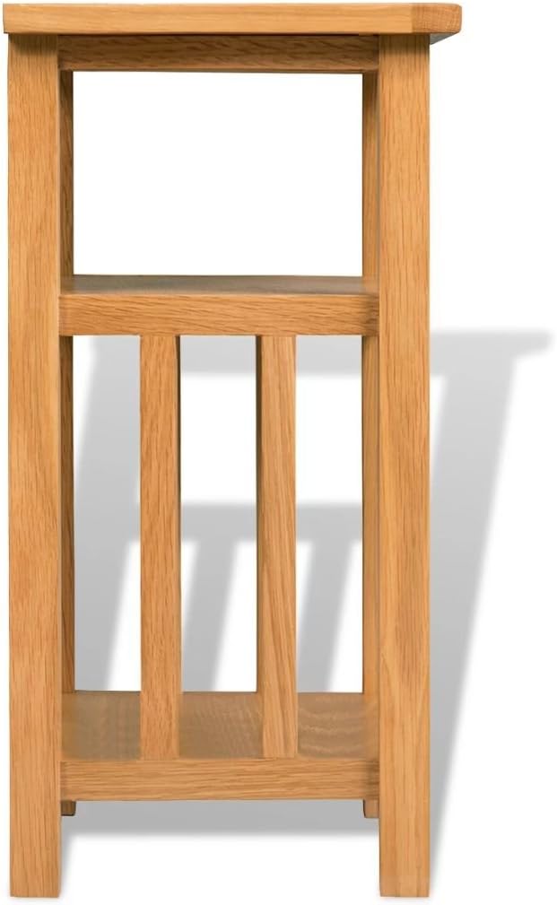 Nightstand with Magazine Shelf, Sturdy Oak Wood End Table Book Shelf Narrow Space Side Table for Home Living Room Bedroom Office Cafe Commercial 10.63X13.78X21.65inch