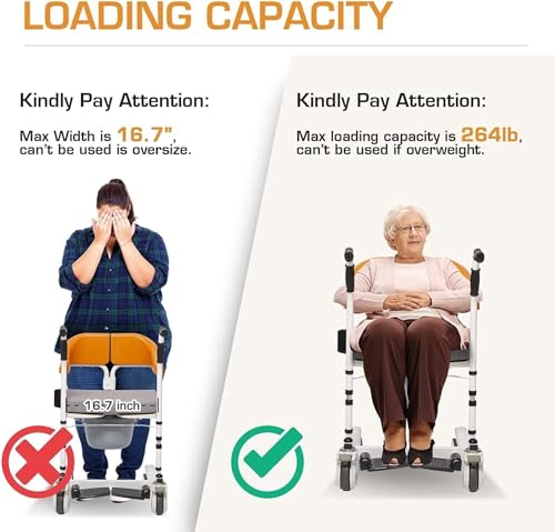 Bathroom Wheelchair,Transfer Chair,Toilet Bedside Commode,Transport Chairs For Seniors,Transfer Wheelchair,Transfer Shower Chair,Patient Transfer Chair,Rolling Shower Chairs For Disabled,264lb