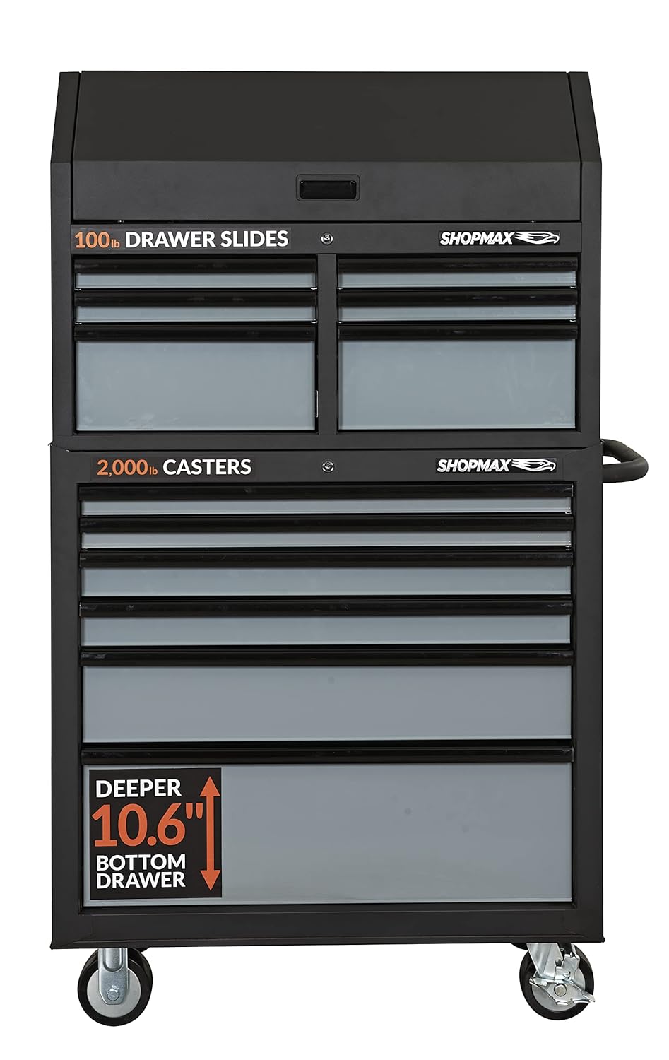 93606C2-06A4 36″ 12-Drawer Tool Chest and Rolling Cabinet Combo, Black