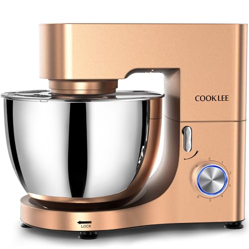 COOKLEE Stand Mixer, 9.5 Qt. 660W Electric Kitchen Mixer with Dishwasher-Safe Dough Hooks, Flat Beaters, Wire Whip & Pouring Shield Attachments for Most Home Cooks, Silver
