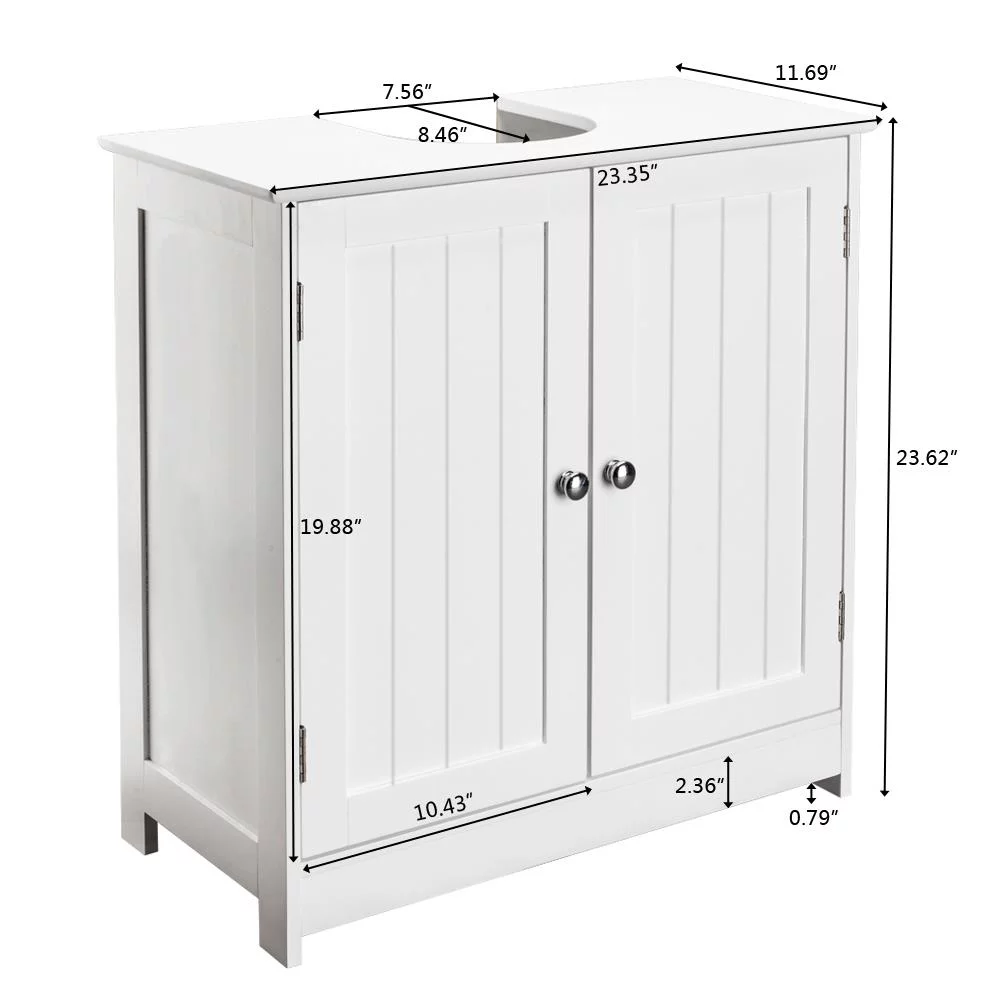 Pedestal Under Sink Storage Bathroom Vanity Cabinet Freestanding Space Saver Organizer with Shelves, White