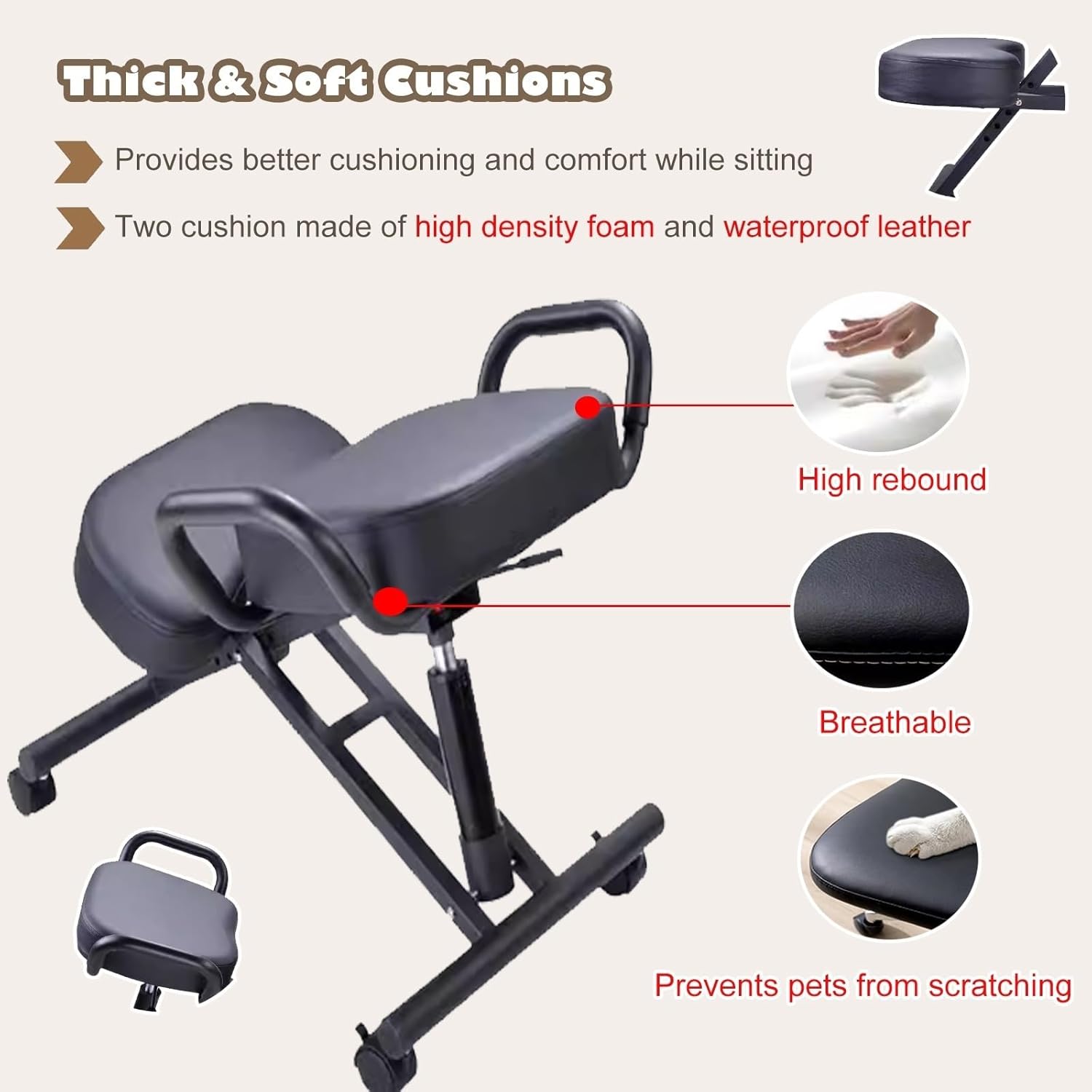 Desk Kneeling Chairs Posture Chair for Desk - Ergonomic Chair Kneeling Chair with Arm - Posture Chair for Computer Workers Yoga Lovers Meditation Fanatics - Thick Comfortable Cushions