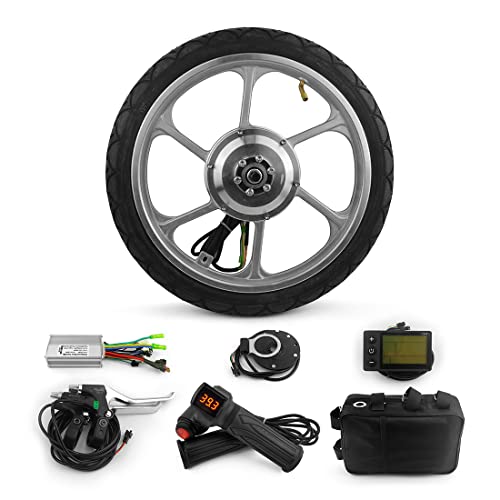 16 Inch 350W Electric Brushless Hub Motor Wheel with LCD Display Pedal Assist Sensor for Small Scooter Front Drive Bike Bicycle with tire