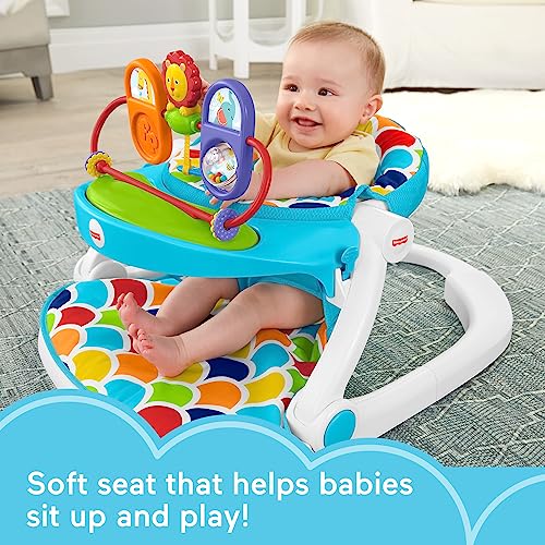 Fisher-Price 3-in-1 Snugapuppy Activity Center & Portable Baby Chair Sit-Me-Up Floor Seat with Developmental Toys & Machine Washable Seat Pad, Windmill