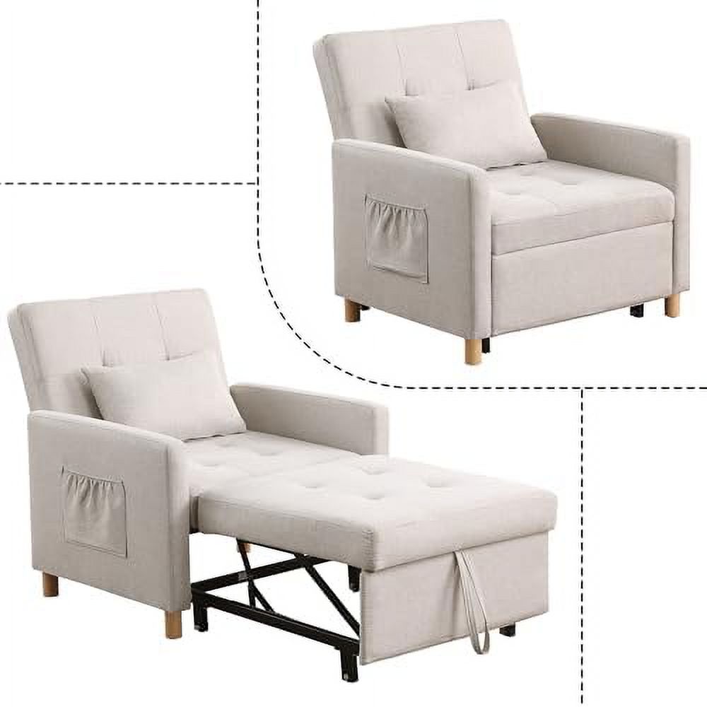 RUNFAYBIU Sleeper Sofa Chair Bed  3-in-1 Single Convertible Chair Multi-Functional Sleeper Chair with Soft Fabric for Living Room  Dorm  Apartment  Bedroom or Office (Grey)