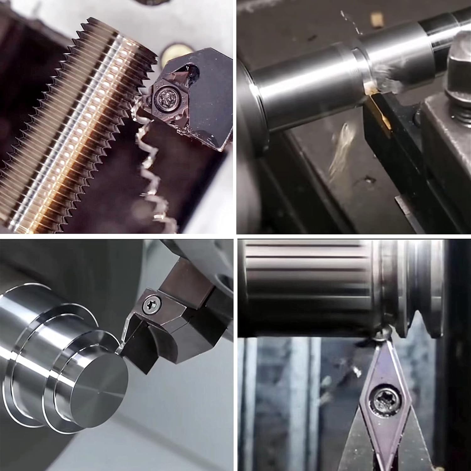 MABUARN Turning Holders 8 Sets 3/8 Shank Lathe Turning Tool Holders with Indexable Carbide Inserts for Turning Boring Grooving Cutting Threading